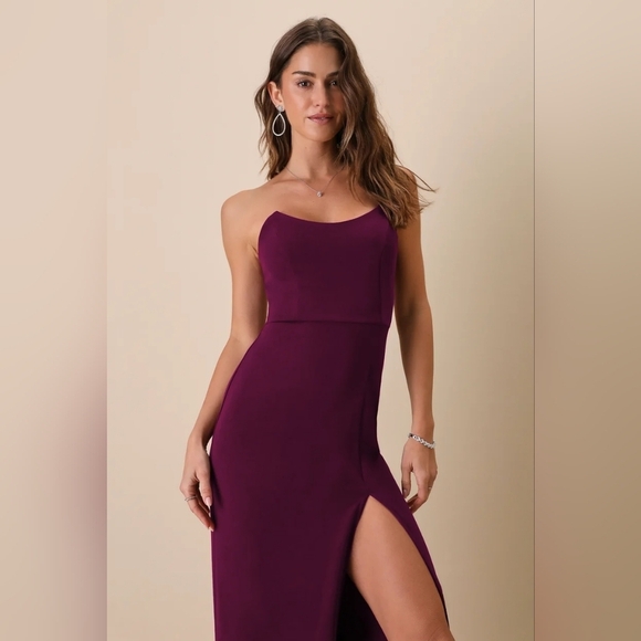 Lulus Sensational Beauty Plum Purple Strapless Maxi Dress S Wedding Party Formal - Picture 4 of 9